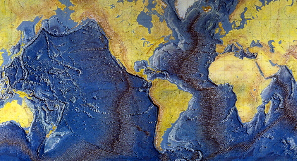 A section of Heezen-Tharp’s World Ocean Floor map published by the Office of Naval Research.
