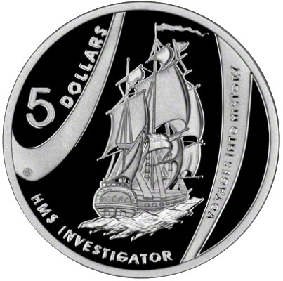 Australian commemorative coin featuring HMS Investigator 