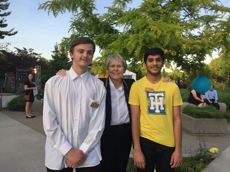 Dr Roberta Bondar with high school student Riverwood volunteers Joshua Kennington & Muhaymin Raza