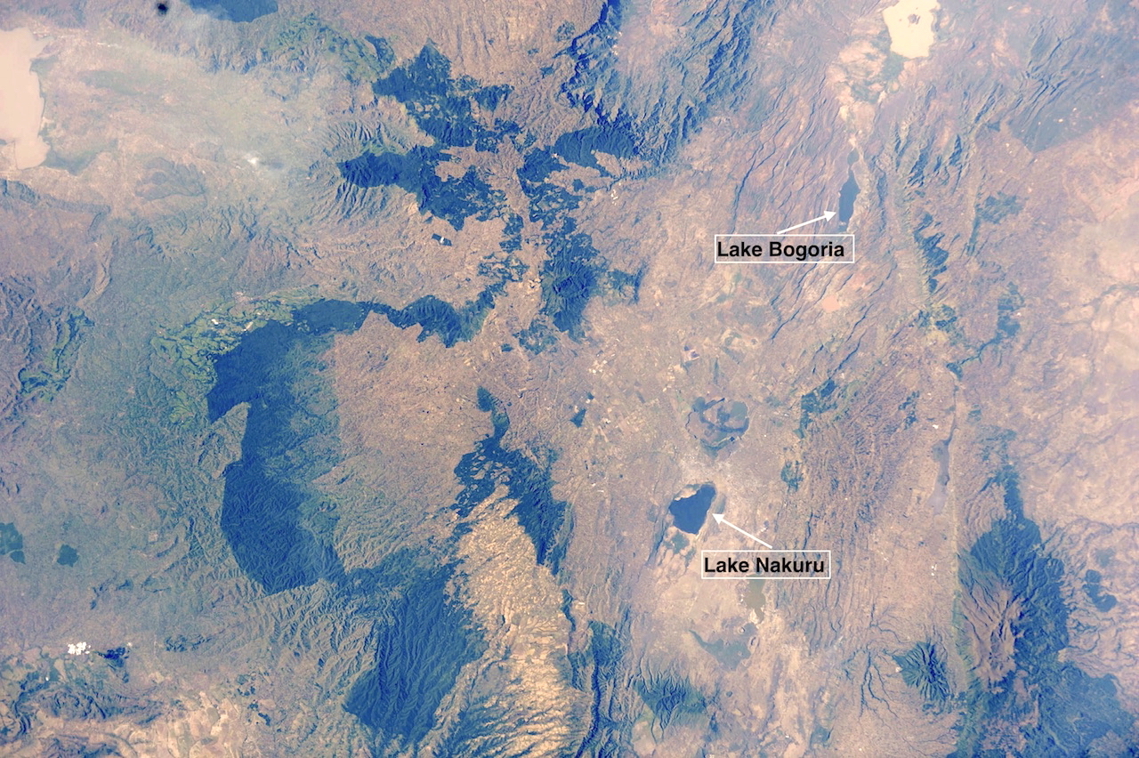 Satellite image of Rift Valley lakes with labels