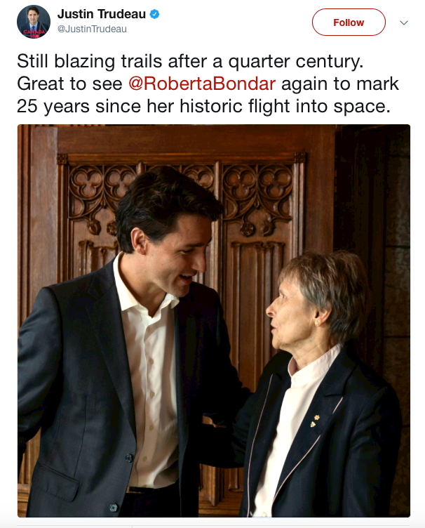 Screenshot of tweet from Prime Minister Justin Trudeau