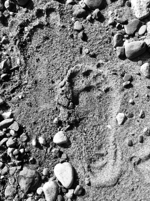 Image of a human footprint in sand