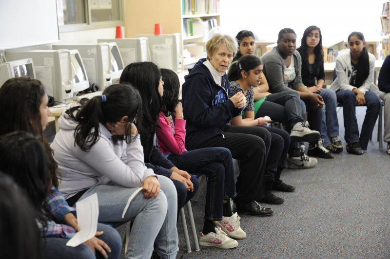 Dr Roberta Bondar answers questions from elementary students