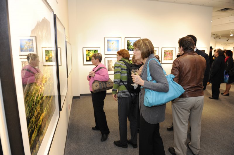 Gallery patrons at The Roberta Bondar Foundation's first Traveling Exhibition and Learning Experience
