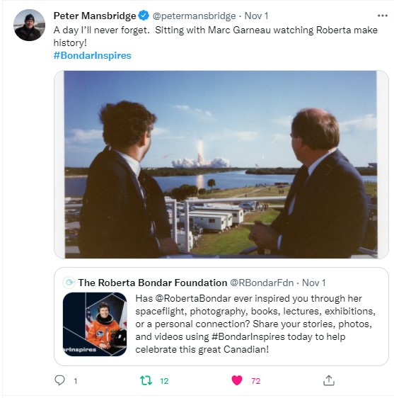 Screenshot of Peter Mansbridge tweet