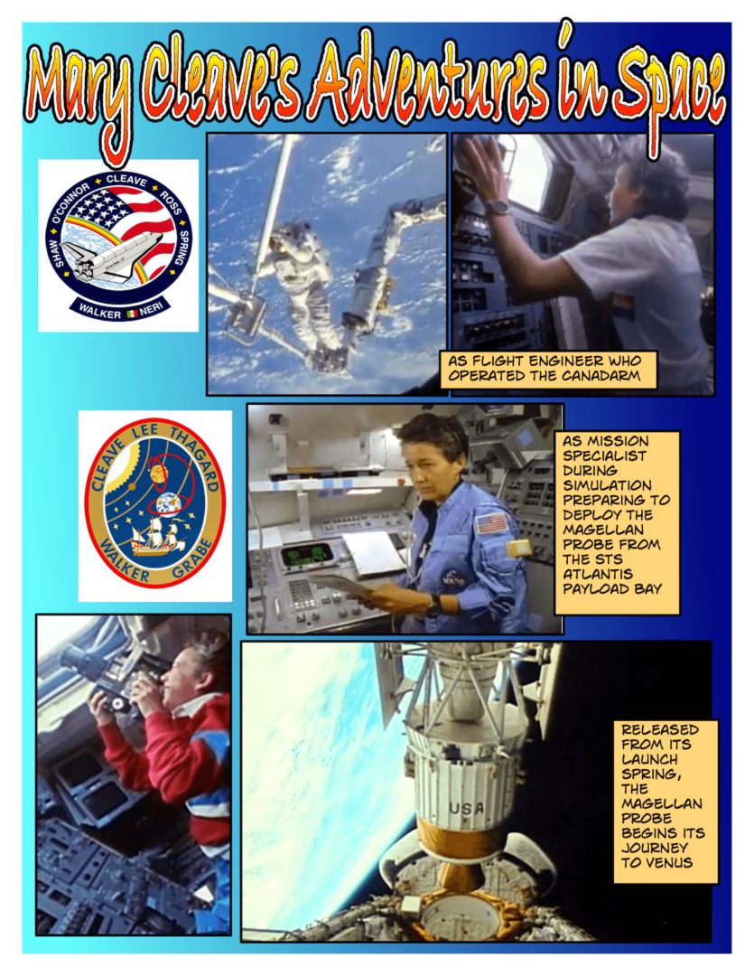 mission patches & astronaut working in space